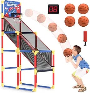 EagleStone Basketball Hoop Arcade Game Indoor W/Electronic Scoreboard, Basketball Hoop Outdoor for Kids with 4 Balls, Cheer Sound. Toddler Basketball Sports Toys, Basketball Gift for Boys & Girls