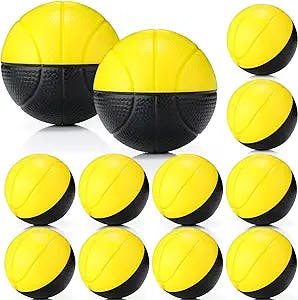 4" Mini Foam Basketball Basketball Stress Balls, 12 pack Colorful Mini Hoop Basketball Small Soft Foam Basketball for Boys Girls Indoor Outdoor Sport Theme Game Party Favors (Yellow and Black)
