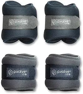 Pvolve Ankle Weights Bundle for Home Workouts, 3lb and 1.5lb Pairs