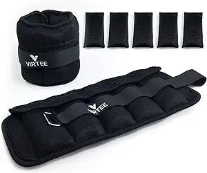 Virtee Adjustable Ankle Weights for Women Men Kids, Wrist Weight Set 1-5/11 lbs(1 Pair) with Removable Weight for Jogging, Walking, Gymnastic, Workout