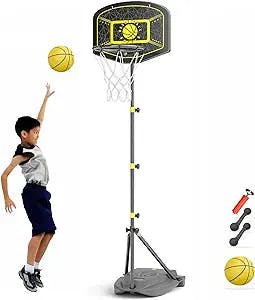GILIKOKO Kids Basketball Hoop, Height Adjustable from 3.6FT-6.32FT, Outdoor and Indoor Toys for Children
