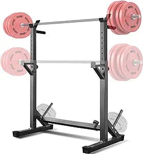 Kitvance Squat Rack - Strength Training Power Cage Squat Rack with Double Bar and Barbell Support, Adjustable Multifunctional Squat Rack for Home Gym, Max Weight Capacity 660Lbs