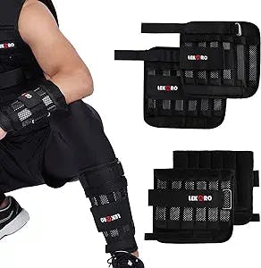 LEKÄRO Adjustable Arm Weights and Leg Weights Set Products, Ankle Weights, Wrist Weights with Removable Weight, Weight Straps for Fitness, for Walking, Jogging, Gymnastics, Aerobics, 2Pair 2 Pack