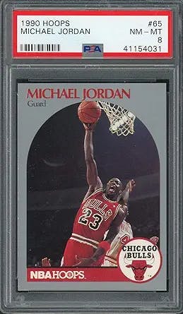 Michael Jordan 1990 Hoops Basketball Card #65 Graded PSA 8
