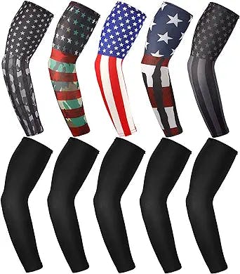 Zhanmai 10 Pairs Sport Compression Arm Sleeve USA Flag Cooling Arm Cover Su
