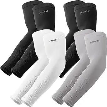 YQXCC 4 Pairs UV Sun Protection Arm Sleeves - Tattoo Cover Up - UPF 50 Sports Compression Cooling Sleeve for Men & Women