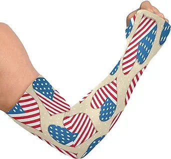 STAYTOP Funny American Flag Love Heart Compression Arm Sleeves -UV Sun Protection Cooling Athletic Sports Sleeve for Football,Cycling,Travel