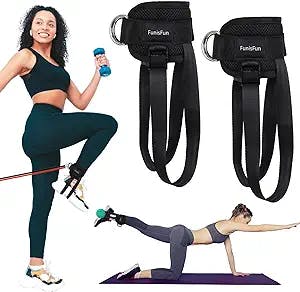 FunisFun Ankle Weights Straps for Cable Machine, Adjustable Weight Lifting Dumbbell Shoes Attachment for Booty Workouts, Kickbacks, Leg Extensions, Lower Body Strength Training