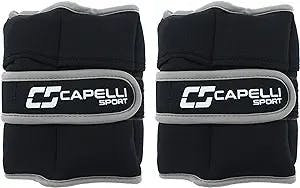 Capelli Sport Ankle and Wrist Weights, Adjustable Level Leg and Arm Weights, Black, 10 lbs, Set of 2