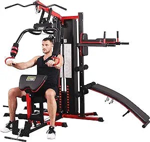 BalanceFrom Fitvids Home Gym System Workout Station with 330LB of Resistance, 122.5LB Weight Stack