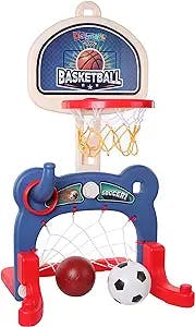 3-in-1 Kids Sports Center: Basketball Hoop, Soccer Goal, Ring Toss Playset - Indoor and Outdoor Activity Center for Toddlers - Toys for Active Kids