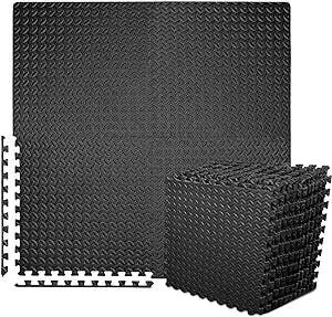 BEAUTYOVO Puzzle Exercise Mat with 12/24 Tiles Interlocking Foam Gym Mats, 24'' x 24'' EVA Foam Floor Tiles, Protective Flooring Mats Interlocking for Gym Equipment