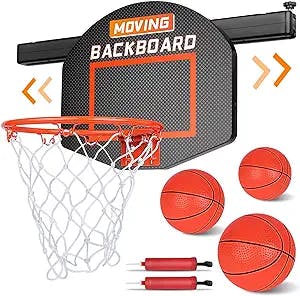 Moving Basketball Hoop Indoor for Kids and Adults - Mini Basketball Hoop for Door Backyard Games Basketball Toys for 6 7 8 9 10 11 12+ Years Old Boys Girls