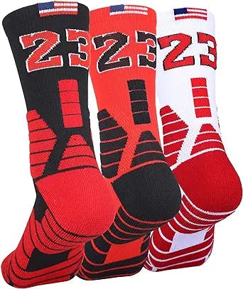 Disile Elite Basketball Socks, 3/4 Pack Cushioned Sports Socks Crew Socks for Men & Women