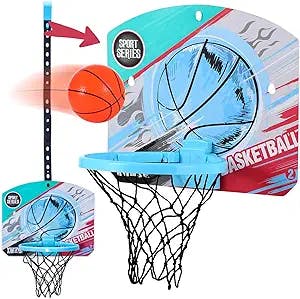 Mini Basketball Hoop Indoor for Kids,Over the Door Basketball Hoop for Room,Office&Bathroom Games,Desk Accessories for Cubicle,Shooting Game Toy for Kids&Adults,Gift for Boys Girls Toddlers,Punch-Free