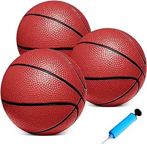Iyoyo Mini Basketballs,3 Pack 6" Small Basketball Set with Pump Durable PVC Basketballs for Mini Basketball Hoop Mini Toy Basketball for Toddlers Kids Teenagers for Pool, Indoors, Outdoors