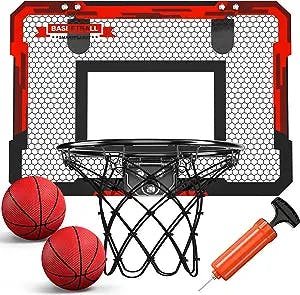 TEMI Indoor Basketball Hoop for Kids, Door Room Basketball Hoop,Mini Basketball Hoop with 2 Balls, Basketball Toys for 3 4 5 6 7 8 9 10 11 12 Year Old Boys