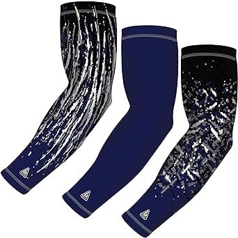 Athletic Compression Arm Sleeves for Men Women Youth Sports - Cooling UV Sun Protection & Tattoo Cover Up - 3 Single Sleeves