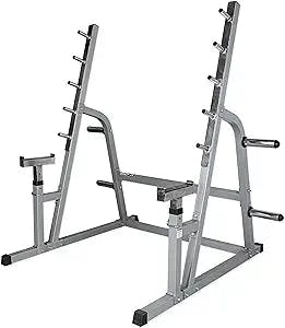 Valor Fitness Bench Press and Squat Rack Combo Half Power Cage w/ Adjustable Spotter Arms