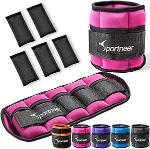 Sportneer Adjustable Ankle & Wrist Weights for Men Women Kids, Fully Adjustable Leg and Cuff Weight Straps for Fitness, Walking, Running, Jogging, Exercise, Gym, Workout | 0.5-2 lbs Each Pack, 2 Pack 1-4 lbs
