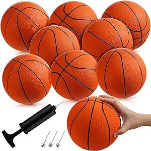 8 Pack Mini Rubber Basketballs Set 7 Inch Mini Hoop Basketball with Air Pump Small Basketball Junior Size 3 Basketballs for Beginner Basketball Arcade Games Indoor Outdoor Pool Party Favors