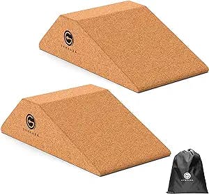 Gymkara Cork Squat Wedge Block 2 Pack - Non Slip Heel Elevated Squat Wedge and Calf Raise Block - Slant Board for Squats to Avoid Muscle Strain and Optimize Squat Form