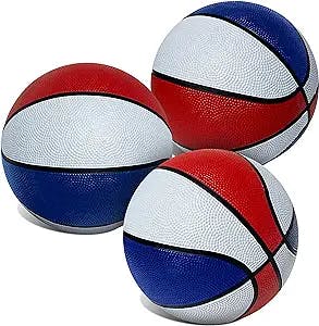Botabee Mini Basketball Set of 3 for Pop A Shot | Durable, Anti-Slip Grip | Size 3, 7" Junior Basketballs for Indoors, Outdoors & Arcade Basketball Games | Compatible with Pop Arcade (Red/White/Blue)