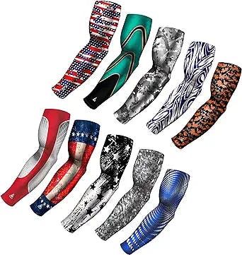 B-Driven Sports Mystery Pack of 3-20 Compression Arm Sleeves - Athletics, UV Cooling Sun Protection, Tattoo Cover Up